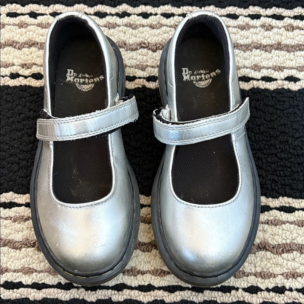 Dr.Martens silver Mary Jane Velcro shoes